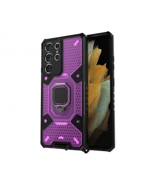 Husa Samsung Galaxy S23 Ultra, Honeycomb Armor Cu Inel Metalic, Mov